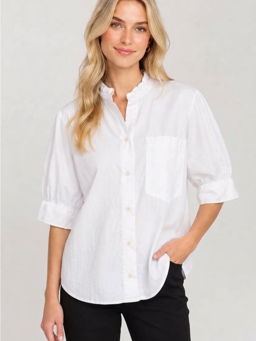 Banana Republic Women’s White Short Sleeve 100% Cotton Top Large